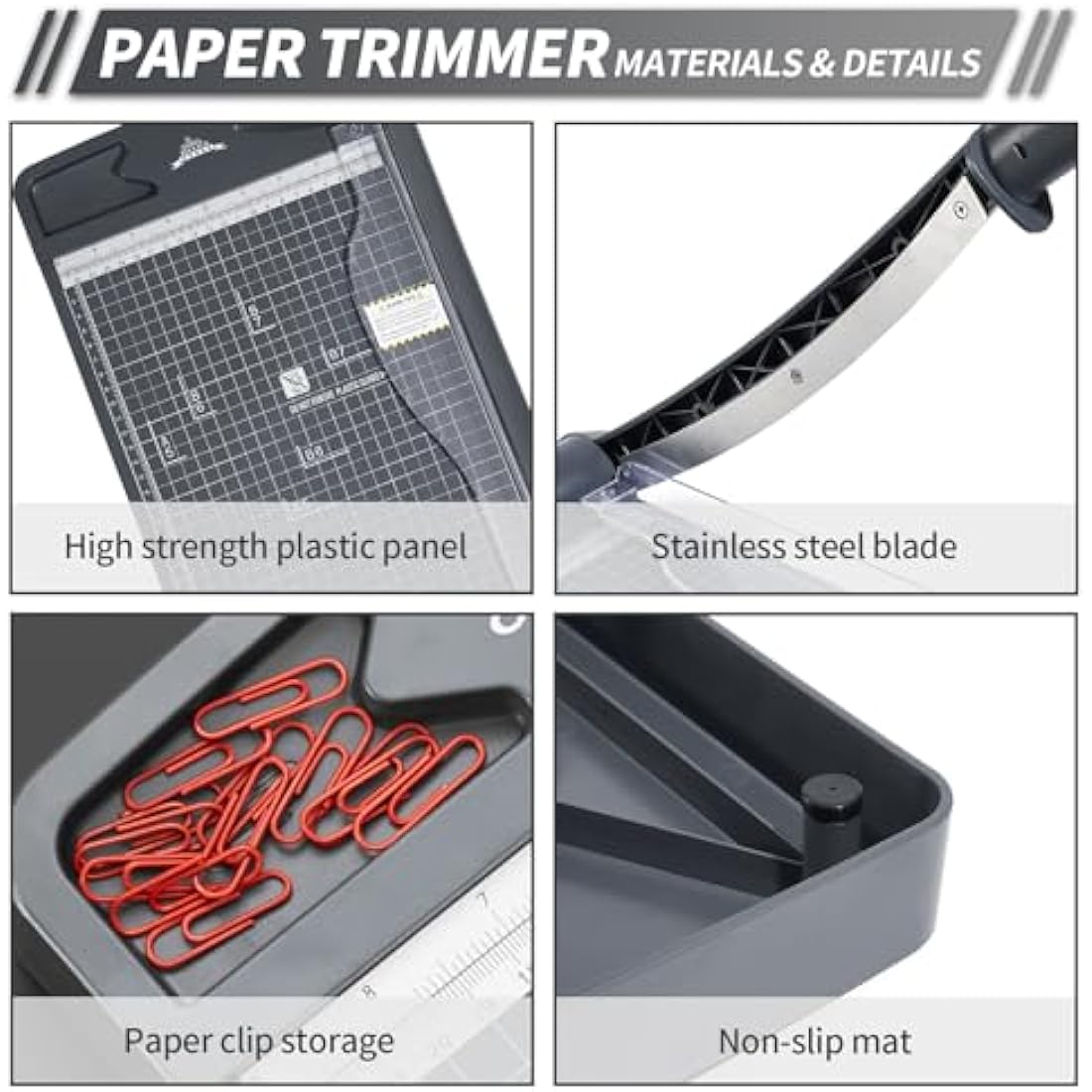 JIELISI Guillotine Paper Cutter Cutting Performance up to 12 Sheets,12 Inch Cut Length Heavy Duty Guillotine Paper Trimmer with Safety Guard and Blade Lock