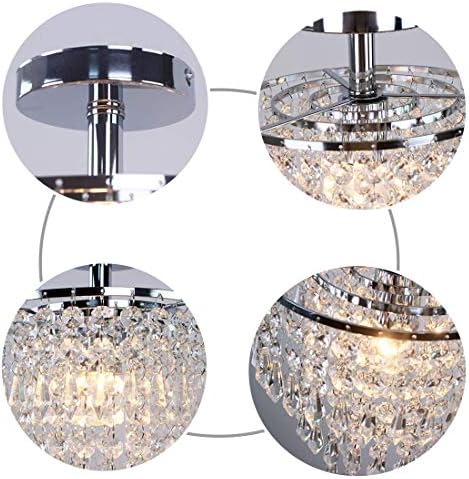 FRIXCHUR Modern Crystal Chandelier Ceiling Light Fitting Hallway Lights Ceiling Light 3 Tiers Crystal Raindrop Chandelier for Bedroom Living Room Dining Room (Chrome)