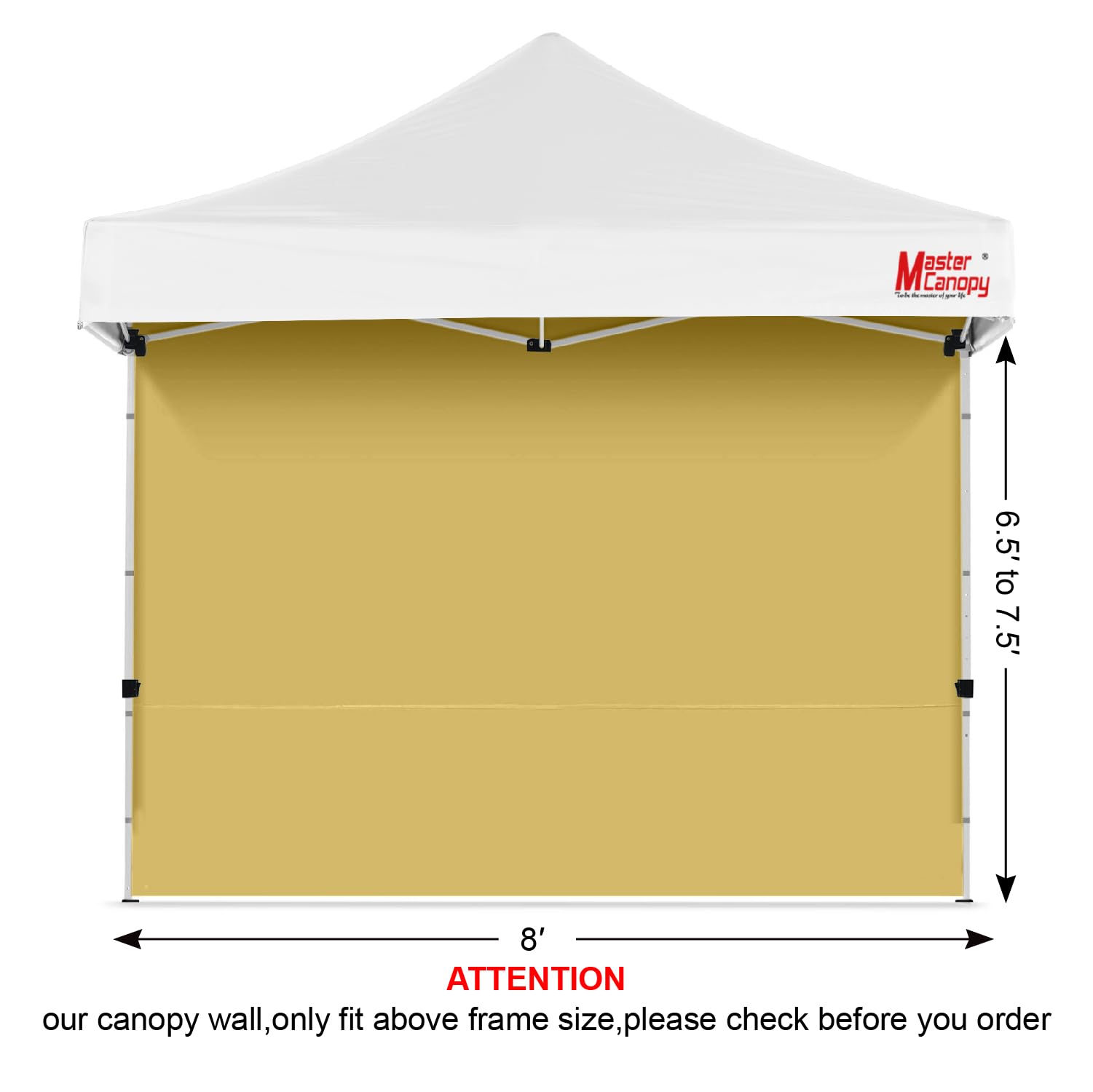 MASTERCANOPY Instant Gazebo Sidewall Panels Sunwall for 3x3M Pop Up Gazebo,1 Piece,Black