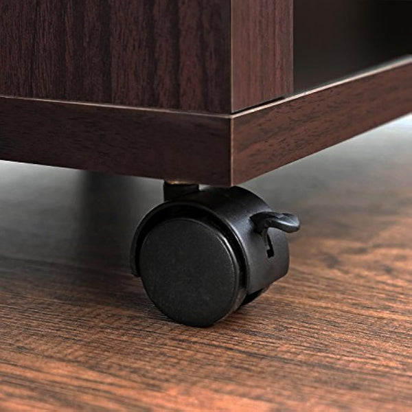 Furinno Petite Under Desk Utility Cart wtih Casters, Wood, Espresso, 39.12 (W) x 35.31 (H) x 28.96 (D) cm