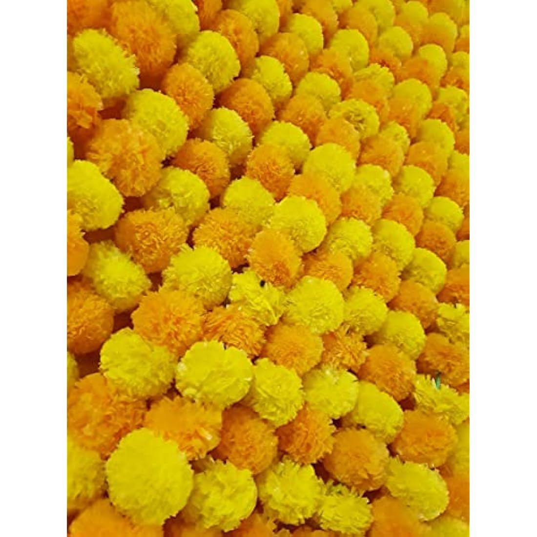 L.Orange & Yellow 5ft Artificial Marigold Flower Garland fr Parties Wedding Diwali Mehndi Pooja Festival & Traditional Indian Theme Decoration Home Decoration Photo Prop Backdrops DIY