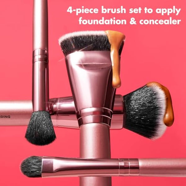 e.l.f. Complexion Perfection Brush Kit 4 Piece Set, Synthetic
