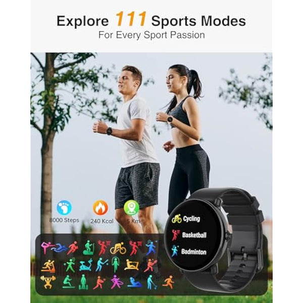 Gerpeng Smart Watch for Men - 1.43” AMOLED Display, Smartwatch with Call Function, 111+ Sports, IP68 Waterproof, Fitness Watch with Heart Rate SpO2 Sleep Monitor Step Counter for Android iOS