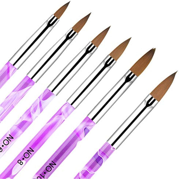 6-Piece Nail Art Tips Builder Brush - UV Gel & Acrylic Nail Brush for Salon & DIY