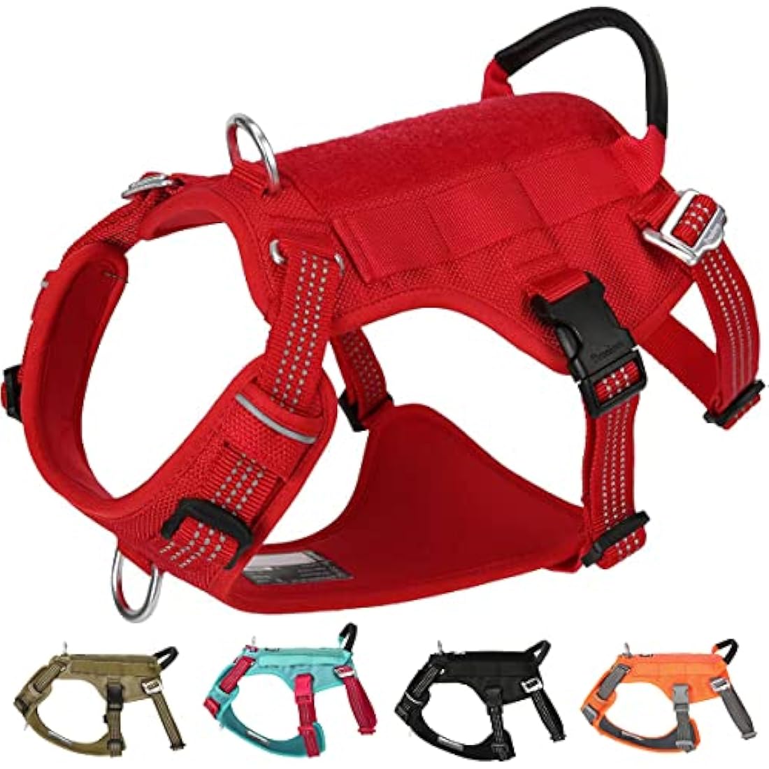 Escape Proof Dog Harness .No-Pull Adjustable Reflective Vest Harness with Handle Leash Attachments for Outdoor Training Walking