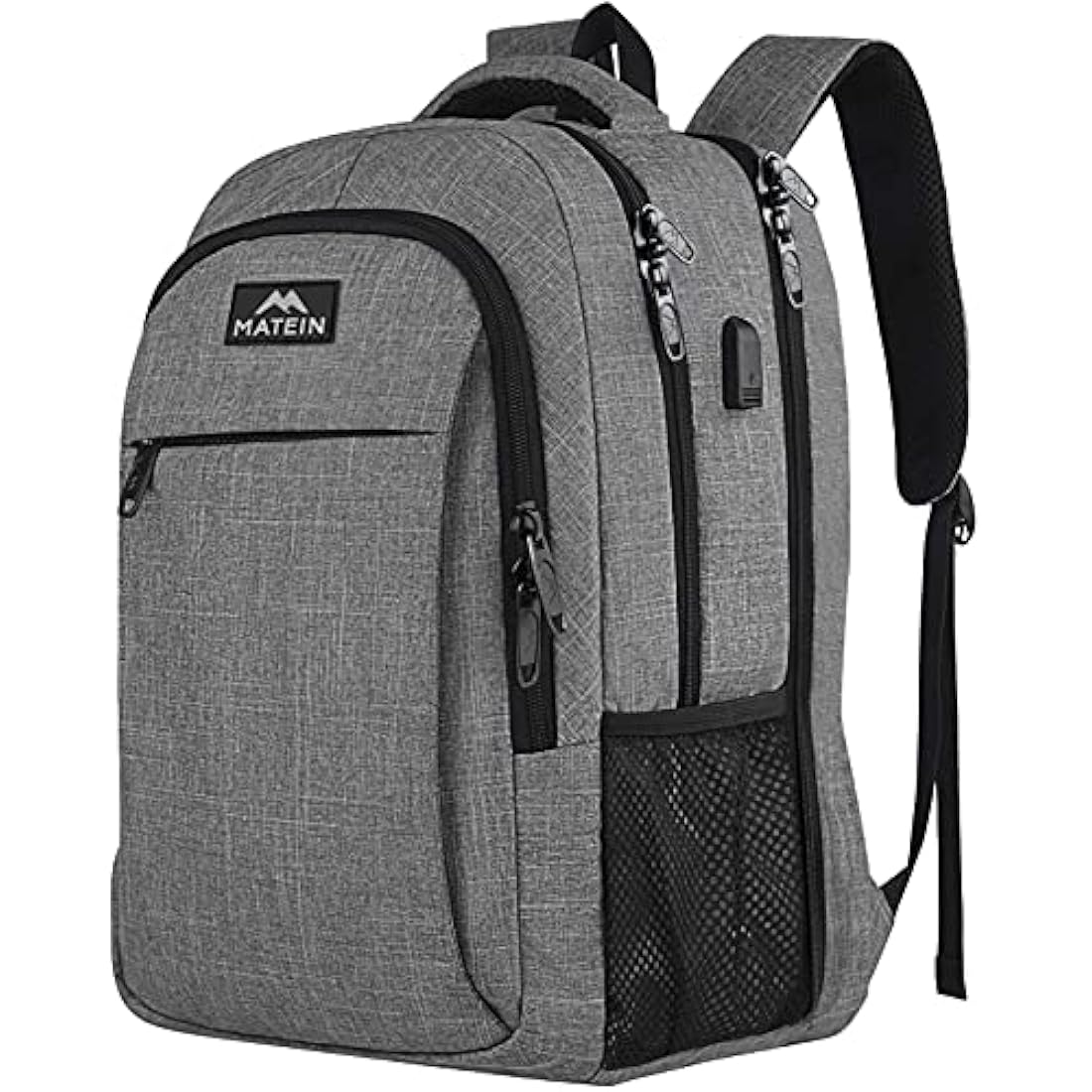 MATEIN Laptop Backpack 17.3 Inch Large Anti-Theft Backpack with USB Charging Port College Bag Daypack for Men Women Water Resistant Laptop Rucksack for Travel Work Business Office, Grey