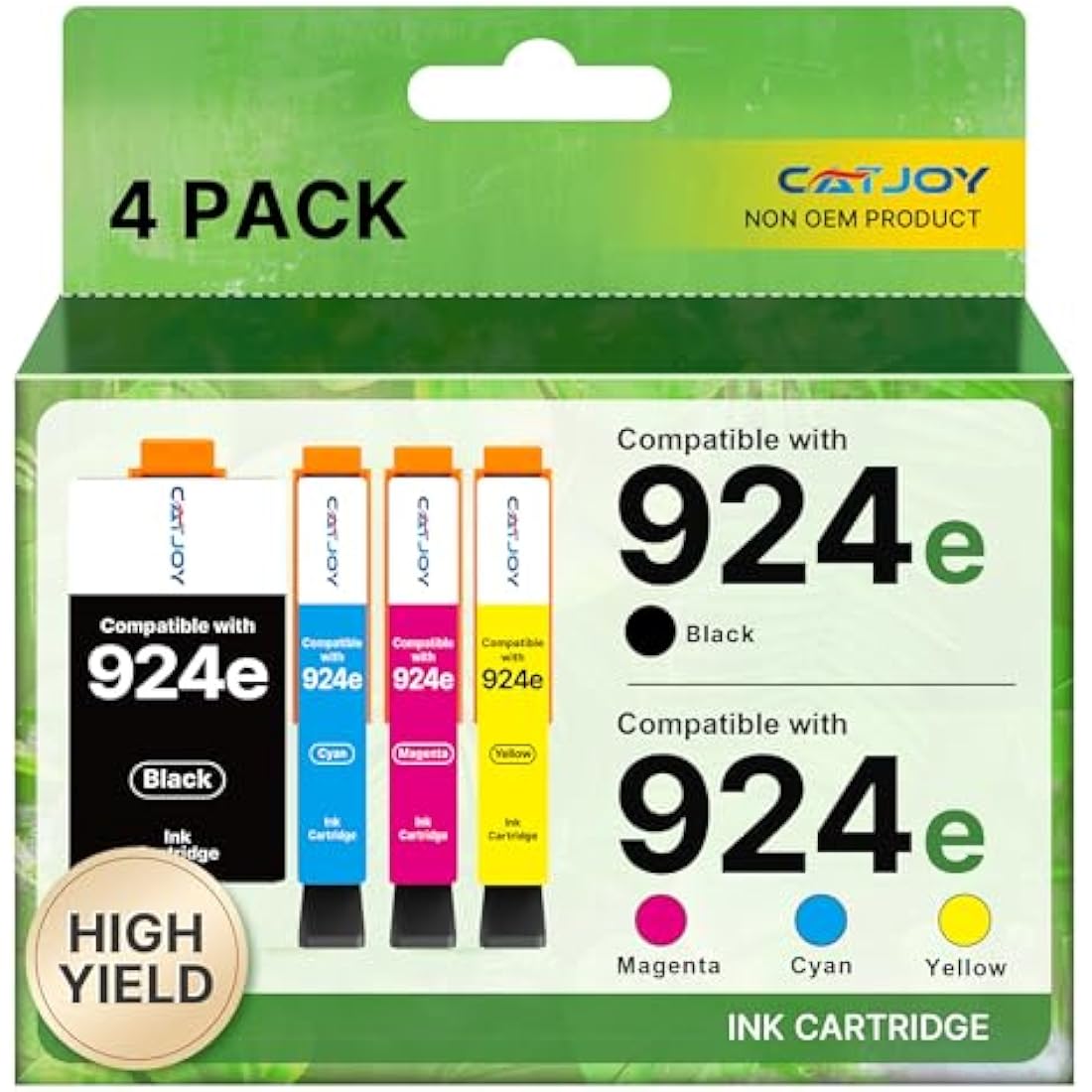 924XL 924 XL Ink Cartridges for HP 924 Ink Cartridge 924e Multipack Compatible with HP OfficeJet Pro 8120 8122 8123 8125 8128 8130 8132 8133 8134 8135 (4-Pack, Black Cyan Magenta Yellow with Chips)