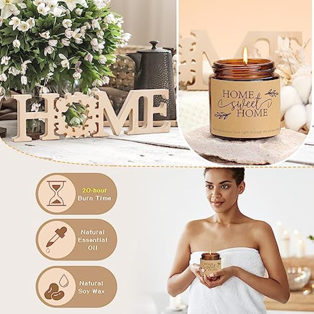 House Warming Gifts New Home,New Home Gifts,Bamboo Serving Board Coasters Spoon for Couple Women Men