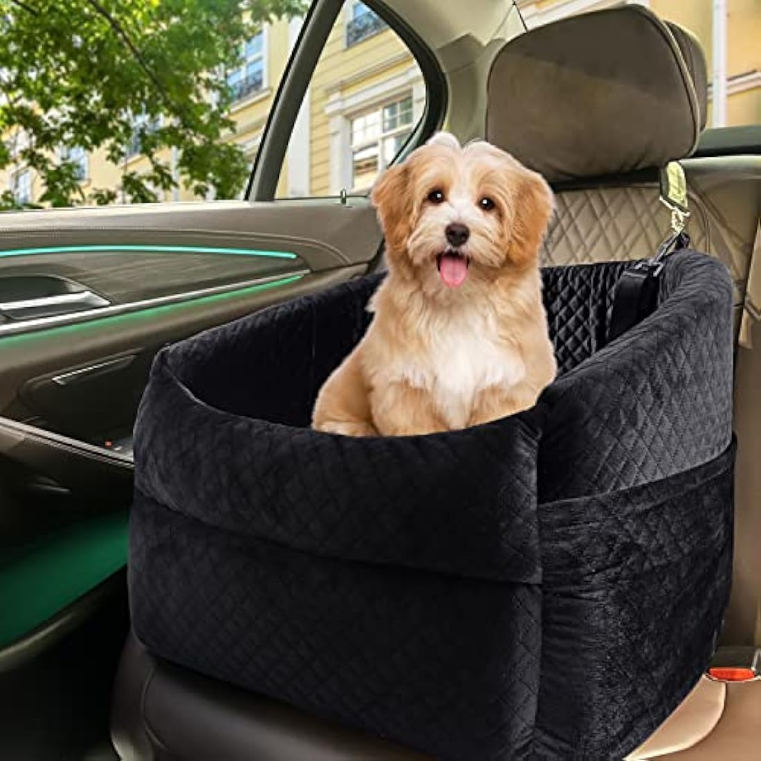 Dog Car Seat for Small Dogs, Upgrade Dog Booster Seat,Detachable and Washable Pet Car Seats with Thick Cushion Safety Leash and Storage Pockets