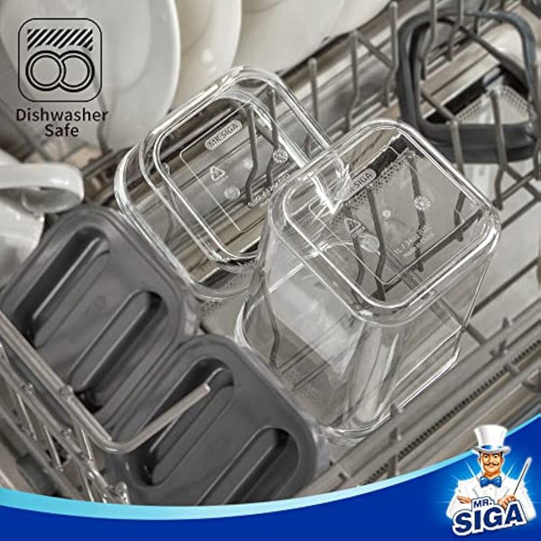 MR.SIGA 4 Pack Airtight Food Storage Container Set, BPA Free Kitchen Pantry Organization Canisters with One-handed Leak Proof Lids, 1L / 33.8oz, Medium, Gray