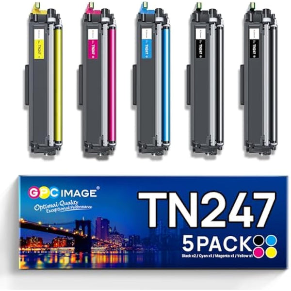 GPC Image TN247 Toner Cartridges Replacement for Brother TN243 TN 247 243 CMYK Value Pack Compatible with L3550CDW L3510CDW L3210CW L3230CDW L3270CDW L3750CDW L3710CW(Black Cyan Magenta Yellow,5-Pack)