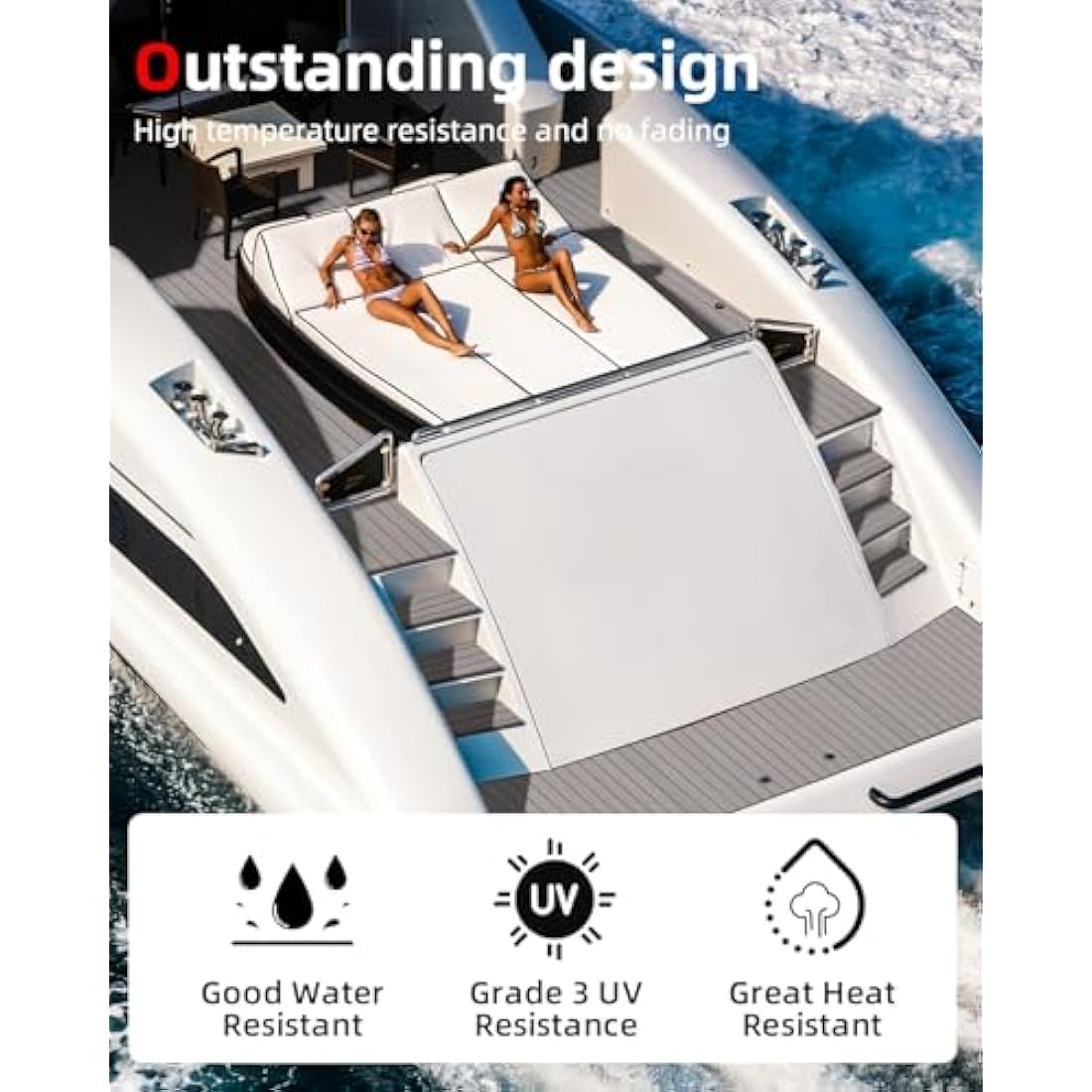 Abahub EVA Foam Boat Decking 96''x45.6''/36''/28.8''/24''/16.8'', 48''x16.8'' Self-Adhesive Faux Teak Marine Flooring Sheet Traction Pad for Boats Surfboard Swim Platform RV Floor