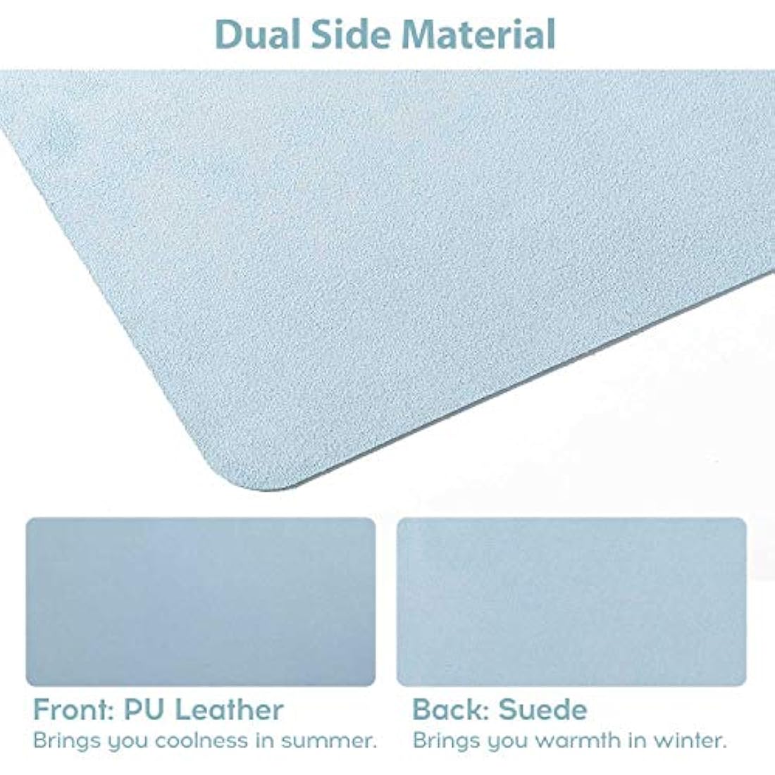 Desk Pad Large, DOBAOJIA 31.5" X 15.7" Multifunctional Laptop Desk Mat PU Leather Mouse Pad Desk Blotter Desk Writing Pad for Office/Home, PU Waterproof +Suede Non-Slip (Greyish Blue)
