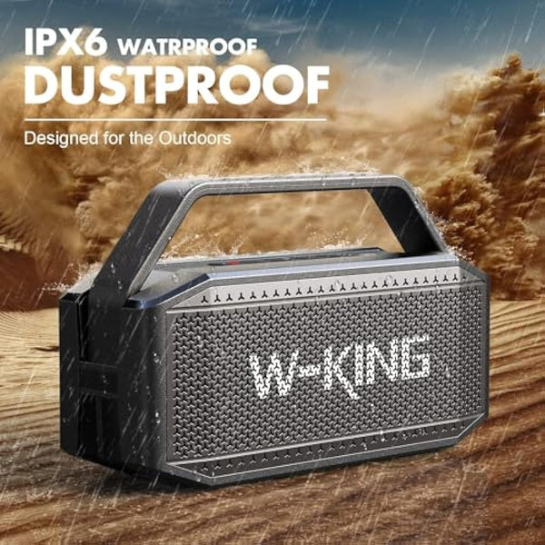 W-KING Portable Speakers Bluetooth Wireless Loud, 100W Max Waterproof Outdoor Bluetooth Speaker Big Party Large Boombox Subwoofer*2, 60W Exlarge All-Round Bass Passive Radiator/40H/PowerBank/TF/AUX/EQ