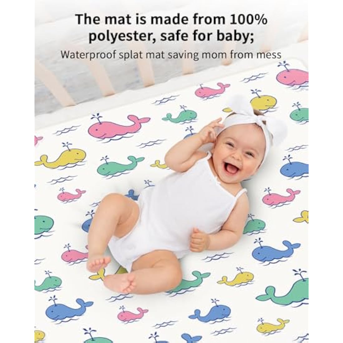 High Chair Splash Floor Mat, 51″Waterproof Washable Anti Slip Splash Mat with No Layering Design, Baby Mess Mat for Art/Crafts/Painting/Playtime, Table Cloth and Picnic Mat