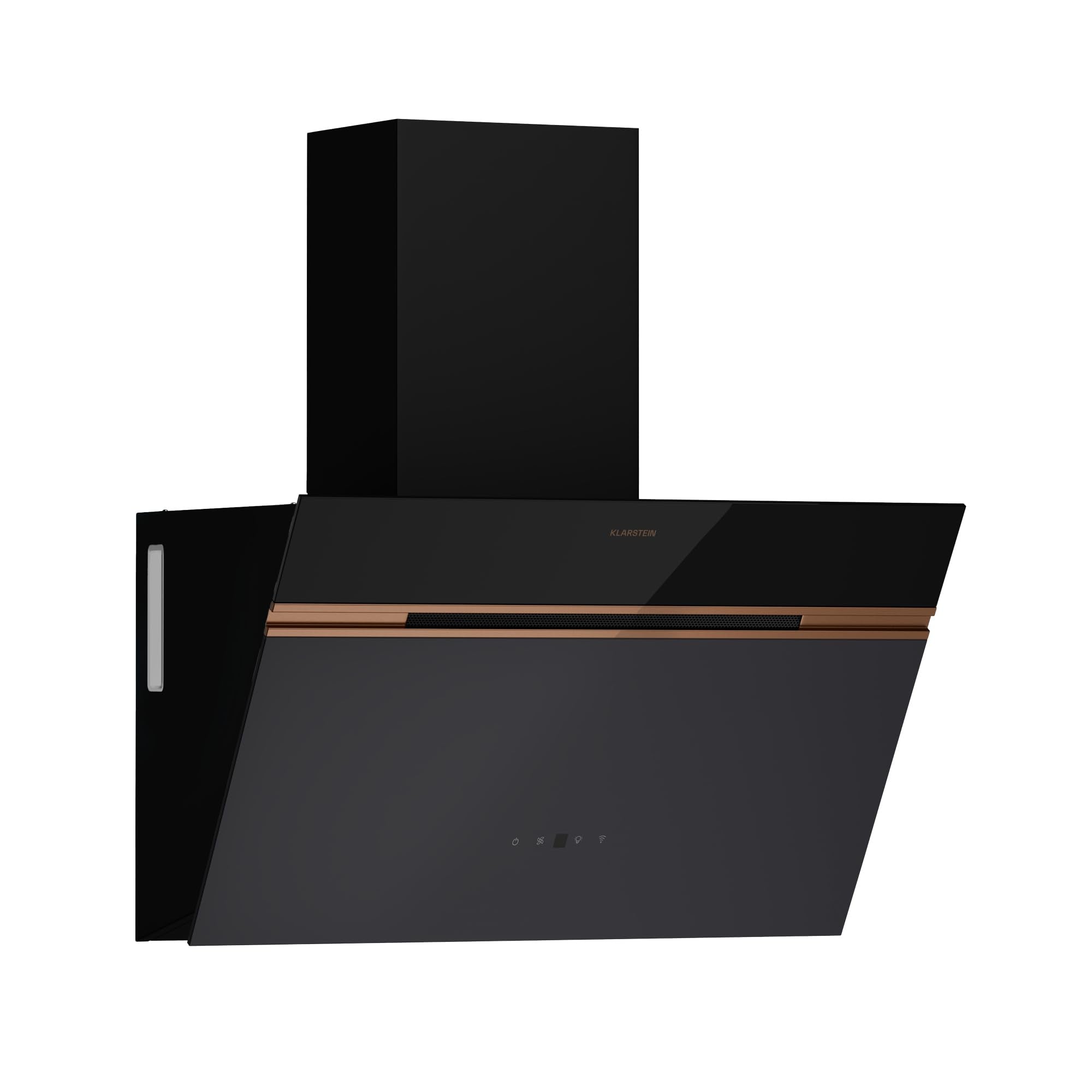 Klarstein Alina 90 Angled Cooker Hood - 600m³/h Air Flow, Touch Panel, LED Backlighting, Quiet 63dB, Energy Class A, 90cm Extractor Hood, Black