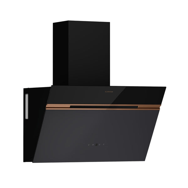 Klarstein Alina 90 Angled Cooker Hood - 600m³/h Air Flow, Touch Panel, LED Backlighting, Quiet 63dB, Energy Class A, 90cm Extractor Hood, Black