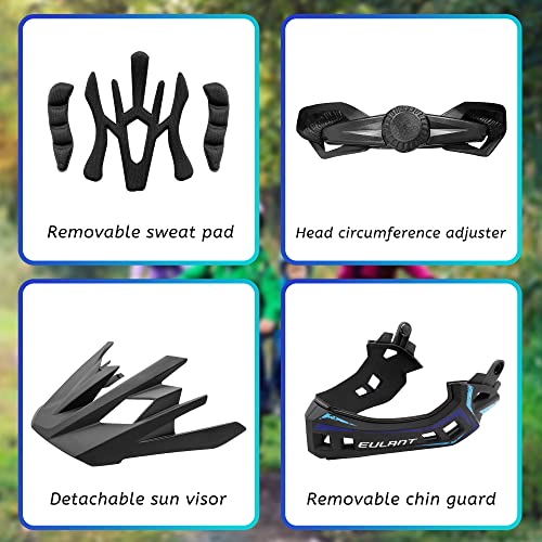 ONTYZZ Children's Bicycle Helmet Lightweight Full Face Helmet with Detachable Chin Guard and Visor for Kids Balance Bike Scooter Roller Skates