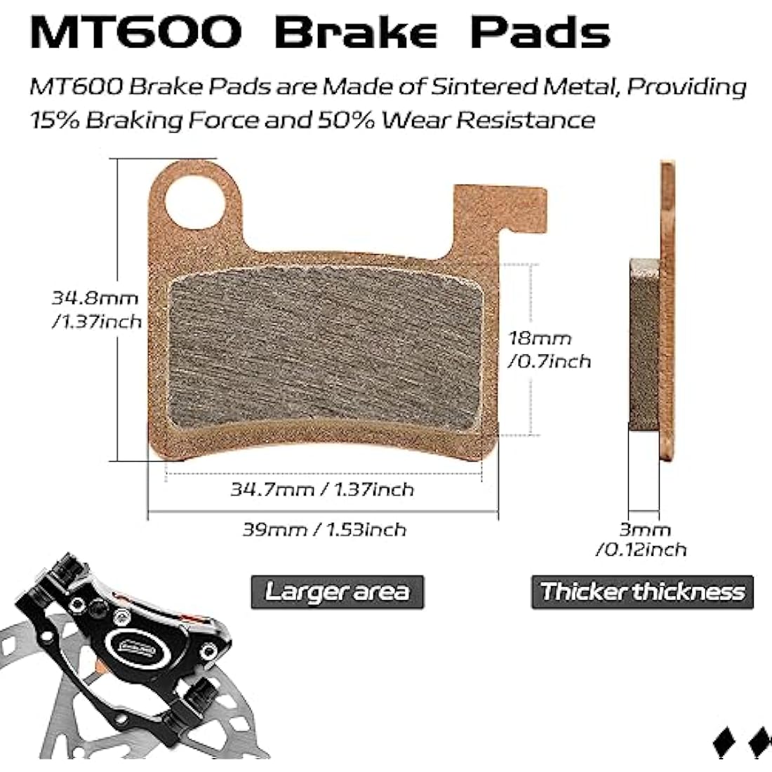 DYISLAND E-Bike Hydraulic Disc Brake Set 4-Pistons/2-Pistons, 2-PIN/3-PIN Pre-Bled with Mineral Oil Brakes Kit，Front and Rear Set，with 180mm 2.3mm Thick Rotors