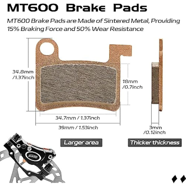 DYISLAND E-Bike Hydraulic Disc Brake Set 4-Pistons/2-Pistons, 2-PIN/3-PIN Pre-Bled with Mineral Oil Brakes Kit，Front and Rear Set，with 180mm 2.3mm Thick Rotors