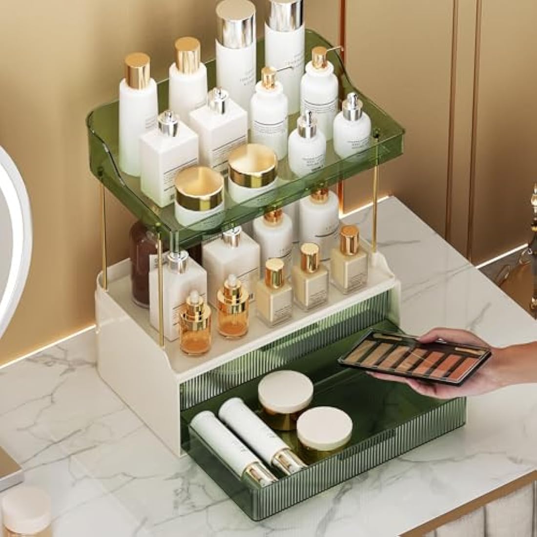 IJIAMY Makeup Organiser Storage Drawers, Cosmetic Organisers, Skincare Cosmetic Organizer, Dressing Table Organiser for Lipsticks,Jewelery, Bedroom, Bathroom