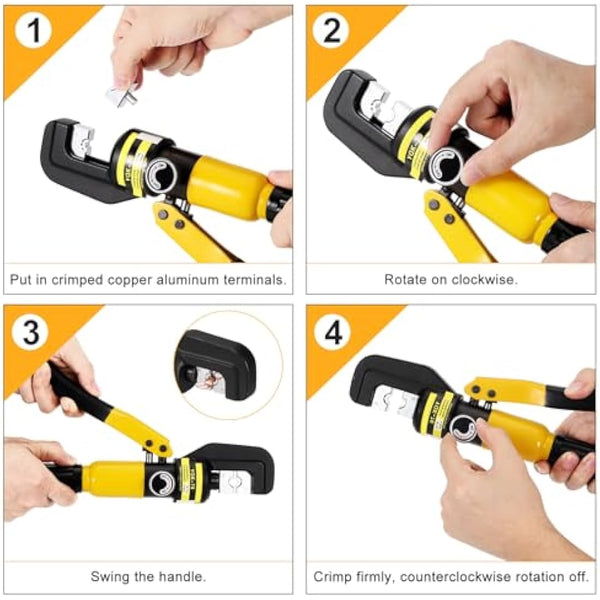 HSEAMALL 10Tons Hydraulic Crimping Tool Crimper Plier for Copper and Aluminum Terminal Lugs Battery Wire Crimping 4-70mm²