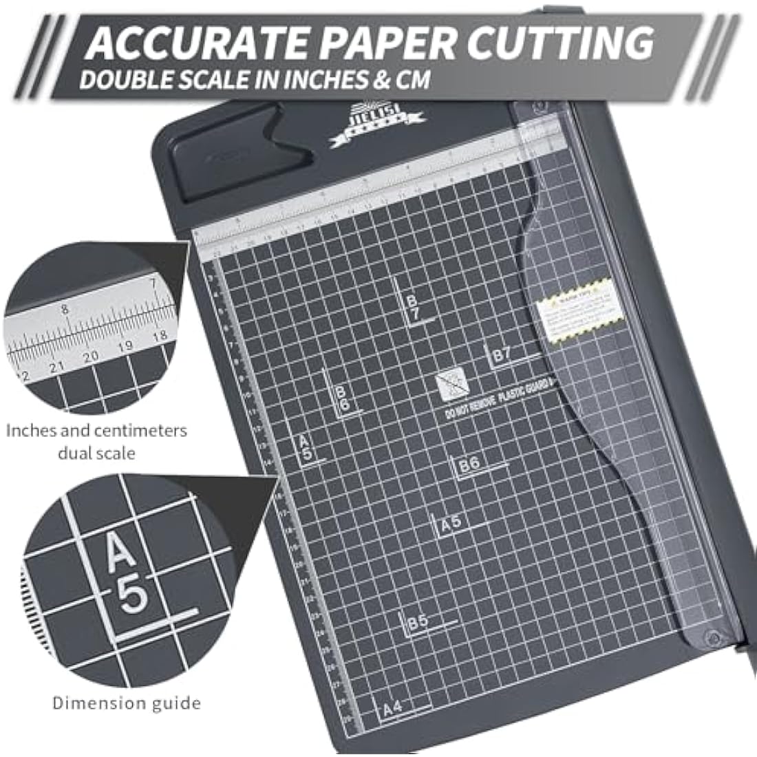 JIELISI Guillotine Paper Cutter Cutting Performance up to 12 Sheets,12 Inch Cut Length Heavy Duty Guillotine Paper Trimmer with Safety Guard and Blade Lock