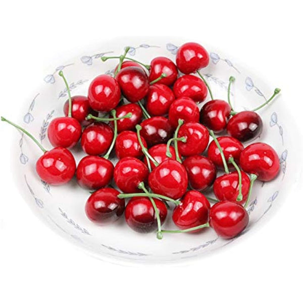 50 Pcs Fake Cherry Artificial Fruits Model Fruit Vase Filler Food Toy Fruit Model Photography for Christmas Party & Room Decoration