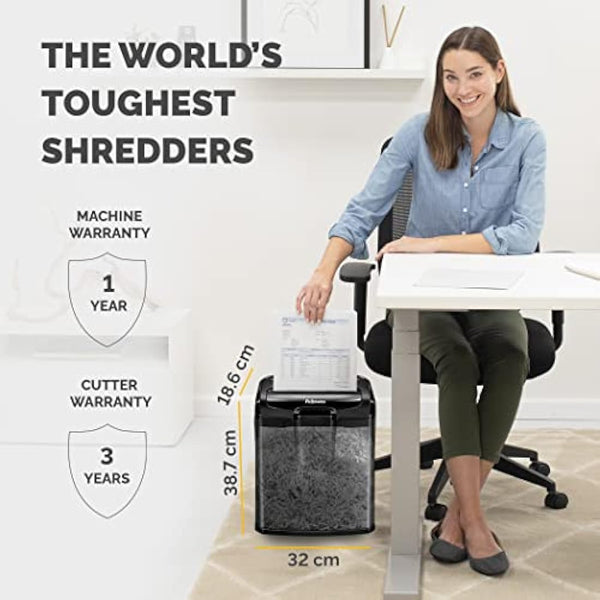 Fellowes Powershred M-7CM Personal 7 Sheet Cross Cut Paper Shredder for Home Use, Black