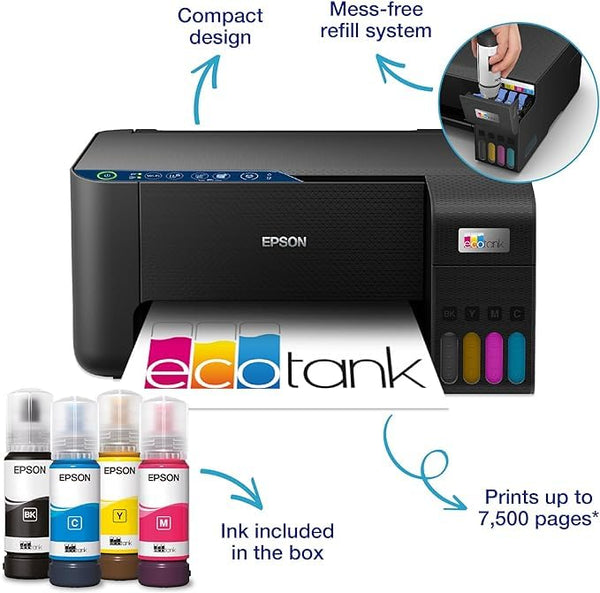 Epson EcoTank ET-2850 A4 Multifunction Air Print and Wi-Fi Ink Tank Printer with double sided printing, Up To 3 Years Of Ink Included
