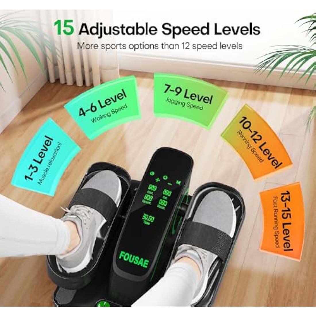 FOUSAE Under Desk Elliptical Machine for Home, 2 in 1 Electric Pedal Exerciser, Electric Leg Exerciser for Seniors with 15 Adjustable Speed, Seated Cross Trainer with Remote Control & Non-Slip Pad