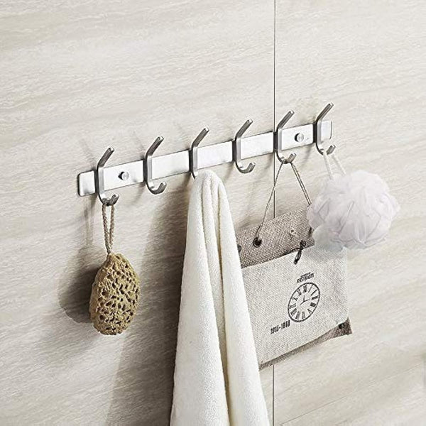 Dripex Coat Hook Rack Wall Mounted 304 Stainless Steel Hanger Heavy Duty Clothes Hat Holder (6 Hooks - 2 Pack)