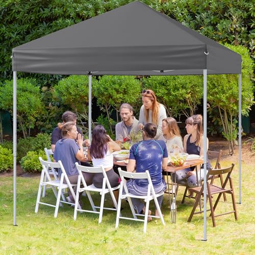 COSTWAY 2m x 2m Pop up Gazebo, 3-Position Height Adjustable Commercial Instant Canopy Tent with Carry Bag, Garden Patio Sun Shelter for Camping BBQ Party (Blue, 198 x 198 x 190-244 cm)