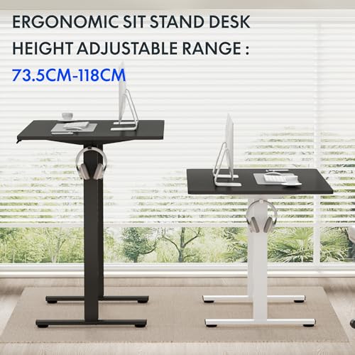 FLEXISPOT ONE PIECE Electric Standing Desk Height Adjustable Sit Stand Up Desk for Home Office with Memory Smart Pannel (100 * 60cm Black Frame+ Black Desktop)