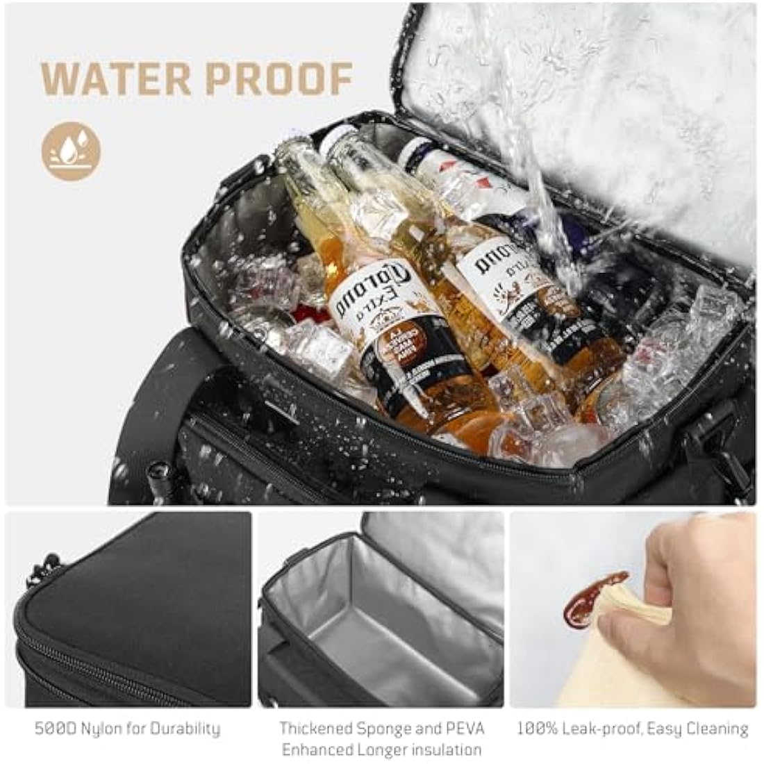 1TG Tactical Insulated Lunch Bag, Expandable Lunch Box for Men, Leakproof Large Cool Bag with Shoulder Stap, Reusable Lunch Tote Bag for Work Travel Camping Picnic Beach, 18L-24L