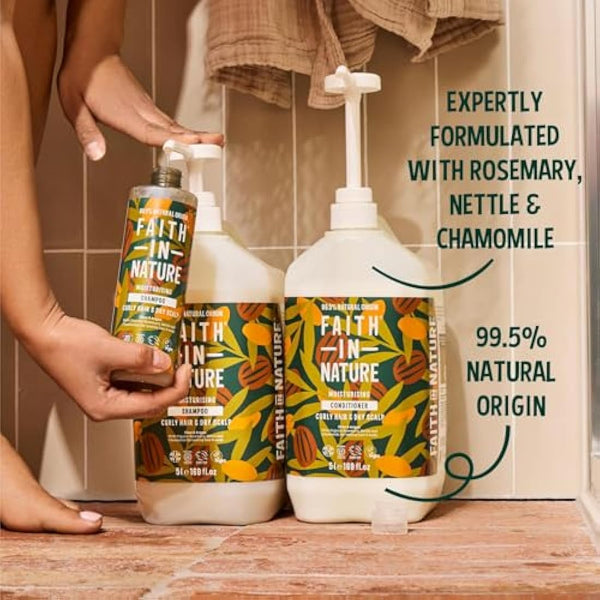 Faith In Nature Natural Shea & Argan Conditioner, Moisturising for Curly Hair & Dry Scalp, Vegan & Cruelty Free, No SLS, Silicones or Parabens, 5L Refill Pack