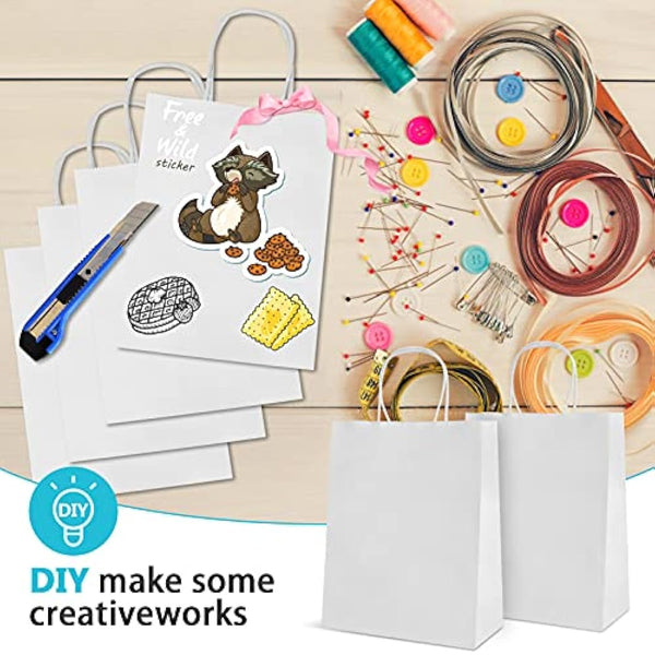 HAUSPROFI 30pcs Kraft Paper Bags for Gifts, Food & Sweets, Strong Carrier Bags with Twisted Handles for Kid Parties, Weddings, Thicken 130gsm