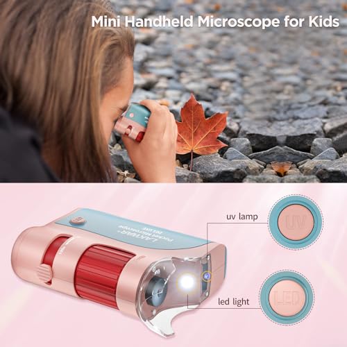 60x-120x Mini Pocket Microscope for Kids Adults, Portable Handheld Microscope, Miniscope Portable for Kids Little Scientist Students School Minilabsters Education