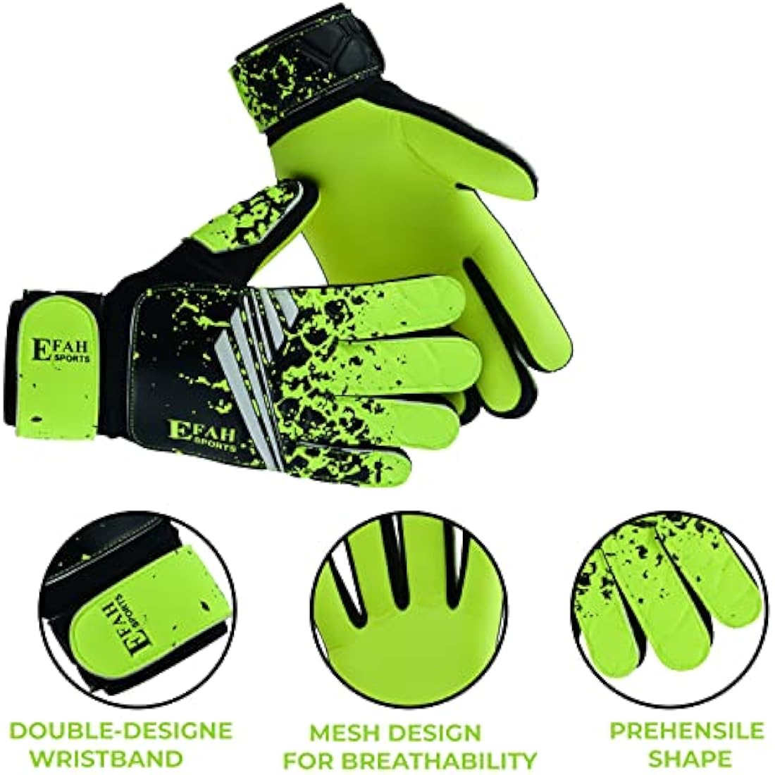 EFAH SPORTS Football Goalkeeper Gloves For Boys kids Children Youth Soccer Goalie Glove with Super Grip Palms