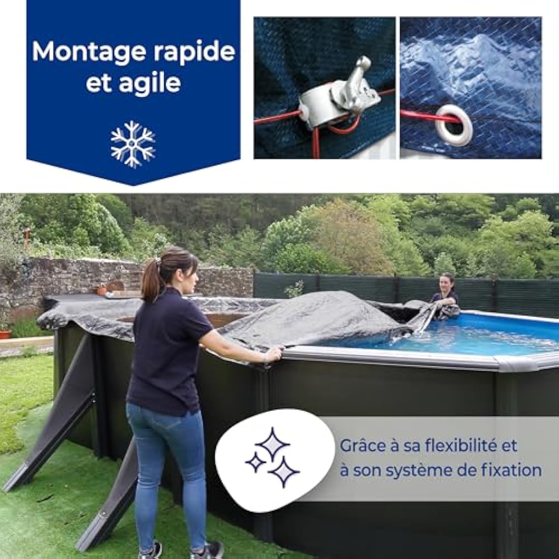 Gre CIPROV – Winter Cover for Oval Swimming Pools 1000 x 550 cm blue