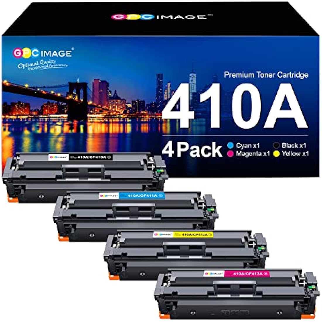 GPC Image Compatible Toner Cartridges Replacement for HP CF410A 410X CF410X for Color LaserJet Pro M477fdw M477fnw M477fdn M452nw M377dw M452dn M452dw M477dw M477nw (Black Cyan Magenta Yellow, 4-Pack)