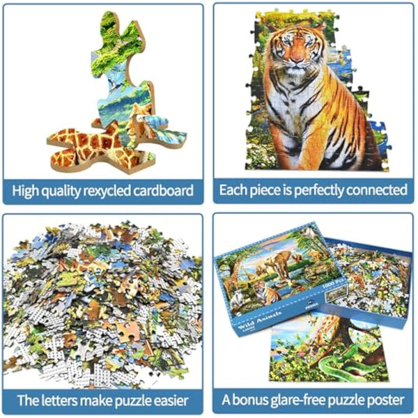 Jigsaw Puzzles 1000 Pieces for Adults puzzles for adults 1000 Piece Puzzle Educational Games-Safari Animal World
