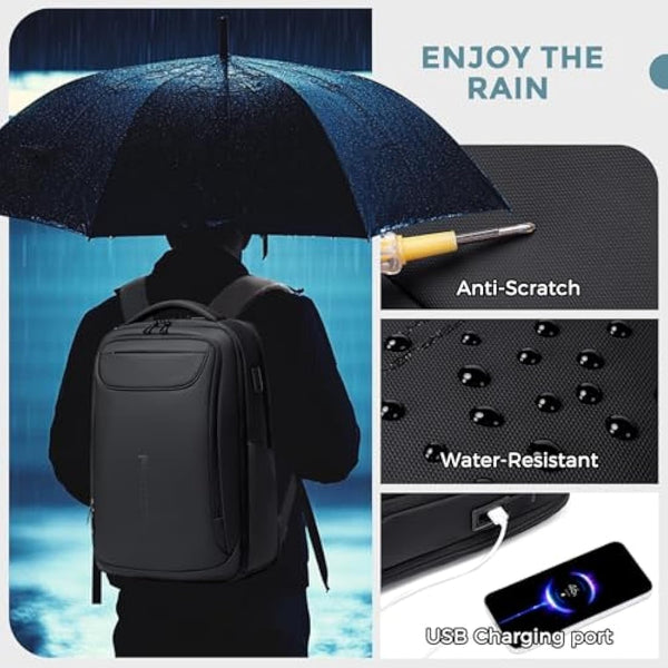 FENRUIEN Business Laptop Backpack for 15.6 Inch 1800D Business Backpack Men with Charging Port Computer Bag Durable Anti-Theft High-Tech Daypack Water-Resistant Casual Daypack