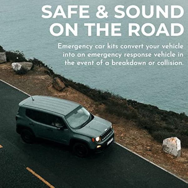 JJOnlineStore 12-in-1 Car Driving Safety Emergency Kit EU Vehicle Repair Essentials Travel Tool Storage Case, Warning Triangle, First Aid Kit - European Driving Kit, 12 Pcs (Black)