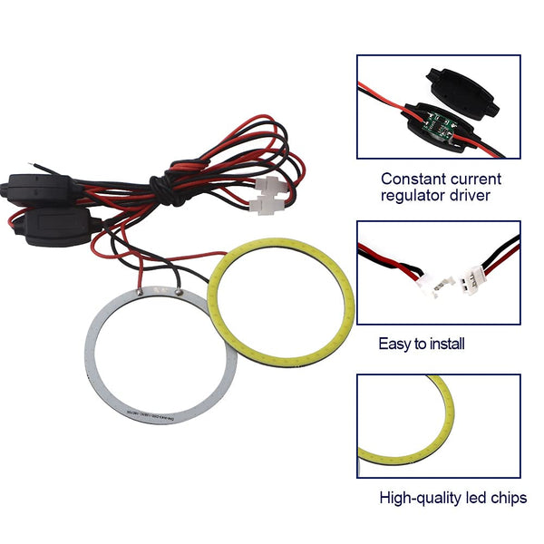 Qasim Car Angel Eyes COB Light Halo Ring 120MM 93SMD Headlight Lamp White 12V 24V(Pack of 2PCS)