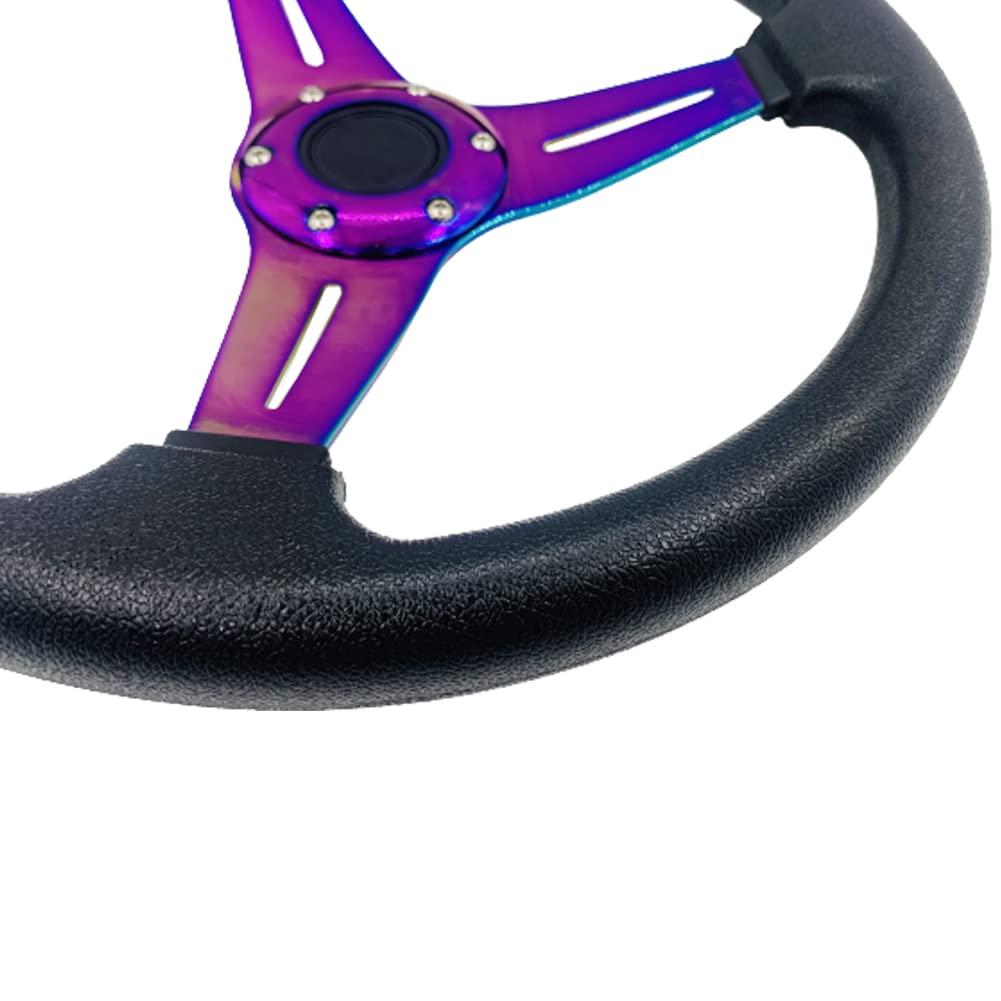 YEHICY Auto Racing Flat Steering Wheel with Purple Spokes 350mm 13.8”6 Bolts Grip Vinyl Leather Universal Simulation Game Steering Wheel For Logitech G29 G920 G923