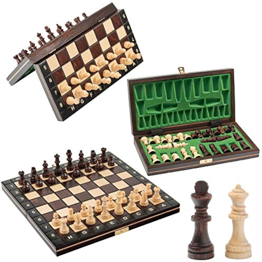 Master of Chess Magnetic Wooden Chess Set with Pieces 26 cm / 10 in - Handcrafted Small Portable Chess Board Game for Adults and Kids