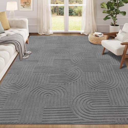 Enyhom Machine Washable Rugs for Living Room, 120 x 160 cm Non Shedding Area Rugs for Bedroom Soft High Pile Rugs Non Slip Carpet Large Fluffy Rug
