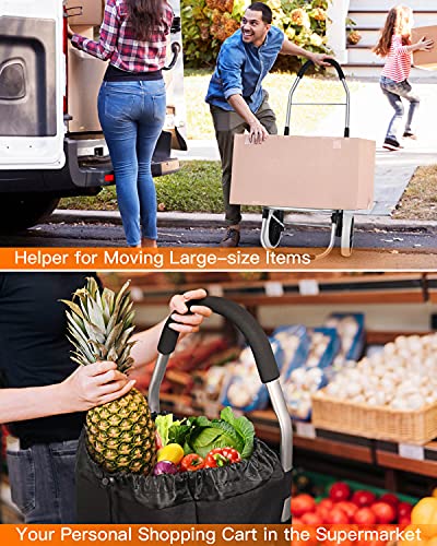 Inateck Shopping Trolley Lightweight Folding Shopping Cart Aluminum Alloy Frame on Big Noiseless Wheels, Detachable Waterproof Bag with Thermal Insulation Compartment, Max Capacity 45kg/41L Black