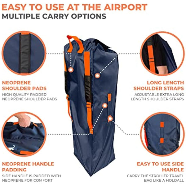 Huckaboo Stroller Travel Bag - Umbrella Stroller Buggy Travel Bag for Airplane, Navy